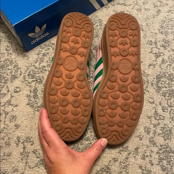 Gazelle Bold: Adidas Women's Pink and Green Gazelle Bold Sneakers - Picture 4 of 11